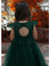 Cap Sleeves Lace Tulle Keyhole Back Fancy Flower Girl Dress